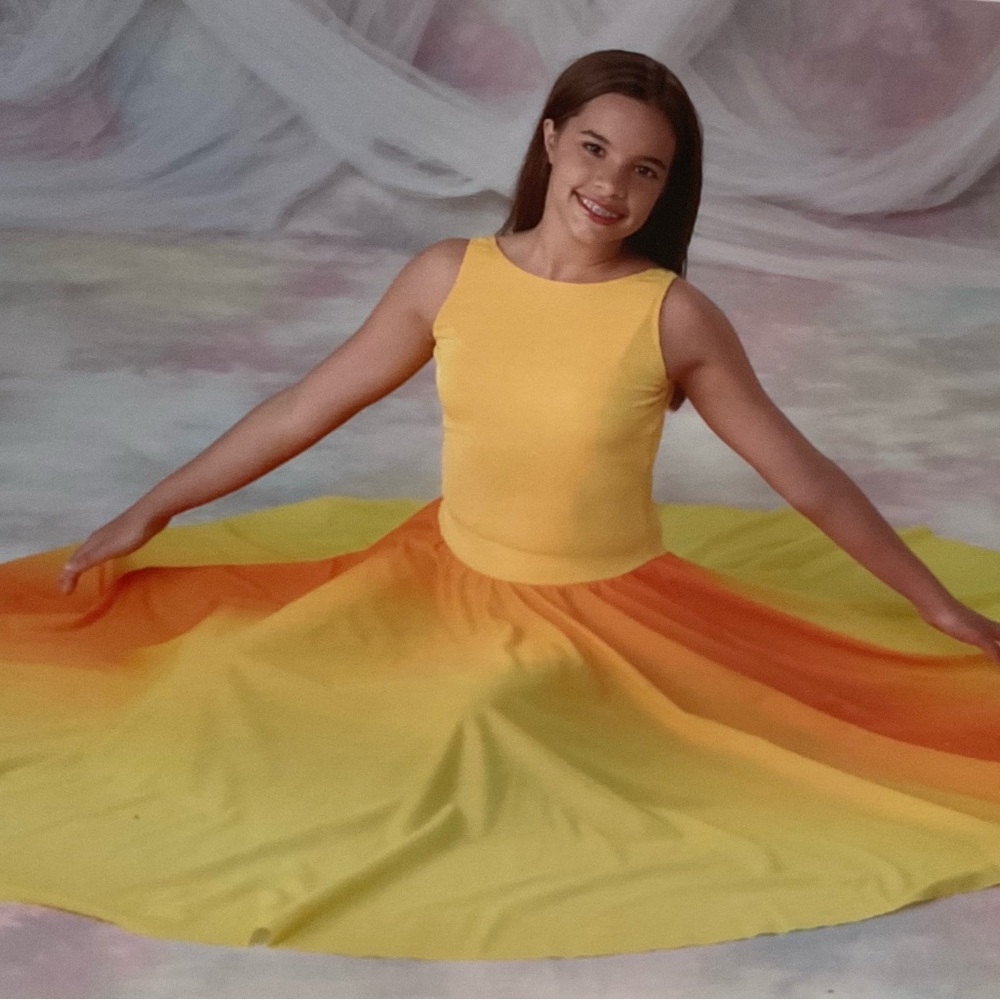 Dance Class Yellow to Orange Gradient Twirl Costume